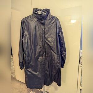LAUREN RALPH LAUREN BLACK HOODED RAINCOAT - SIZE LARGE